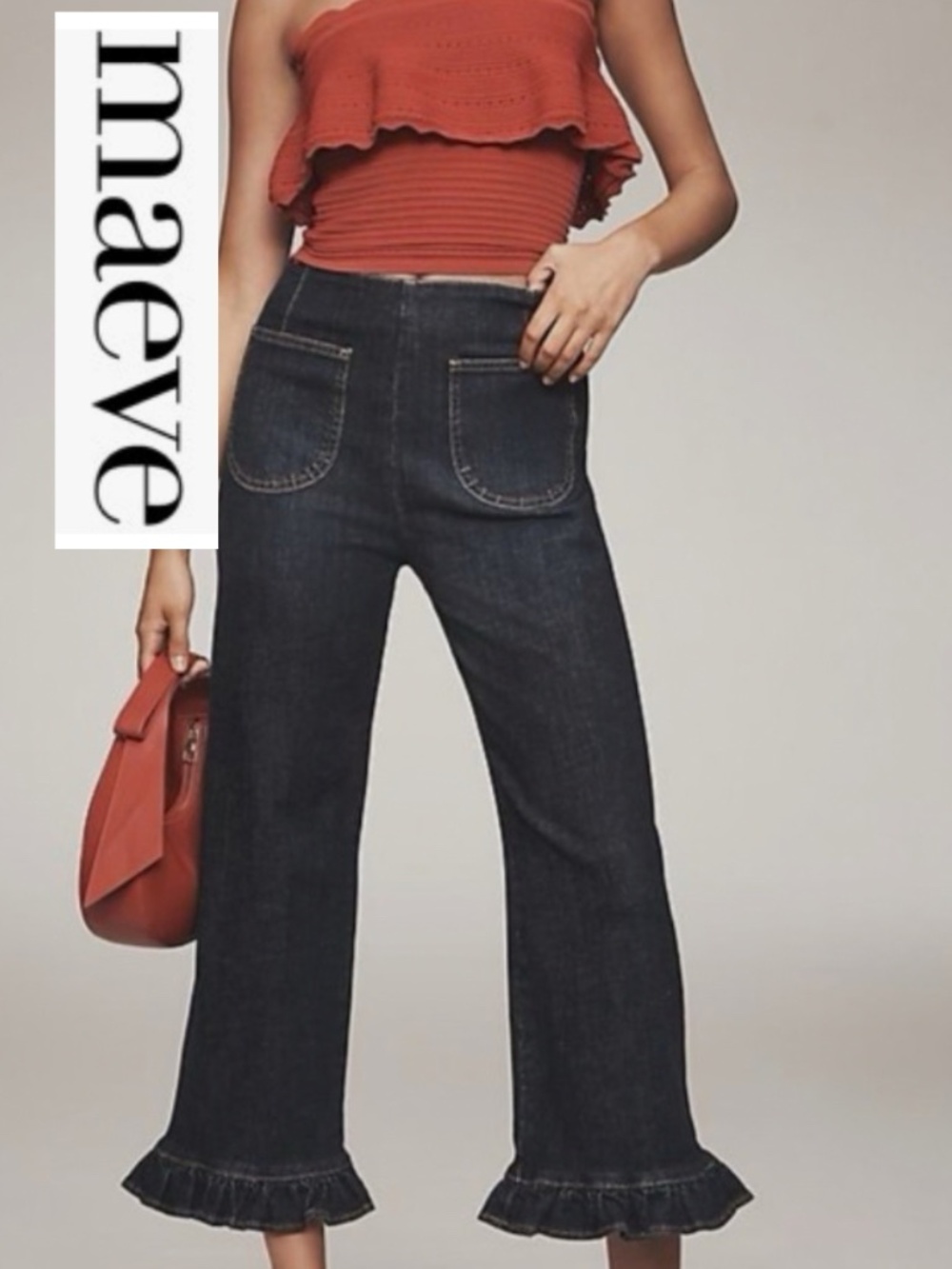 Maeve Collete rufle hi-rise crop jean, 32, GP1605